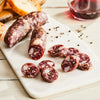Image of Fuet salami. 1 link, 3 oz. a Spanish-style pork salami with black pepper, garlic, and white wine